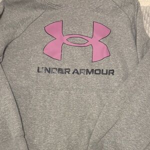 Under Armour Gray Pullover Hoodie with Pink Logo